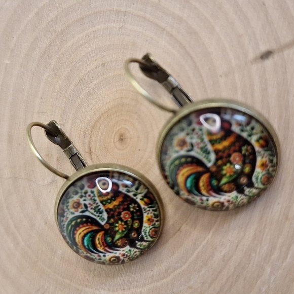 Colorful Rooster Earrings - Picture 4 of 6